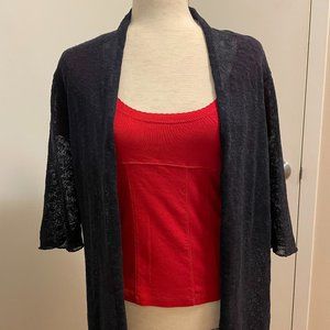 Eileen Fisher Linen Cardigan Sweater Navy Blue Size M